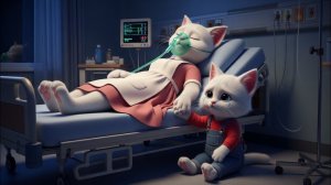 Больная мама-кошка в больнице 😢🏥 #Эмоциональная история любви котёнка 🐾❤️