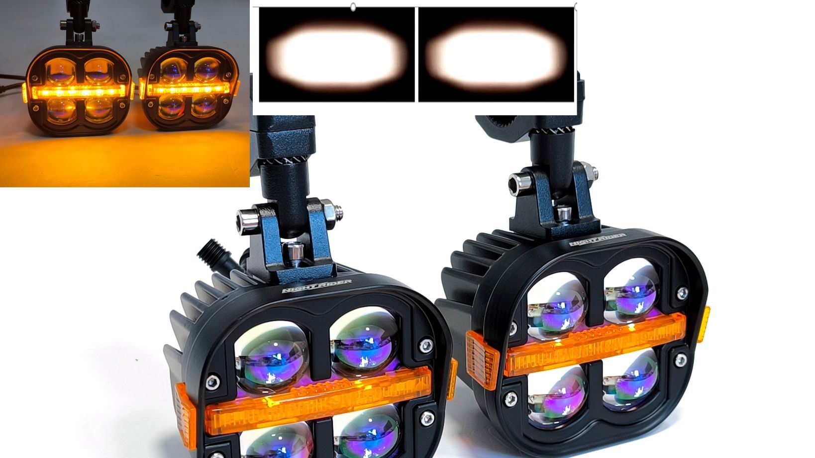 Мото фары 60W - Ближний (Белый) /Дальний (Белый), ДХО OTBS-H-W-W
