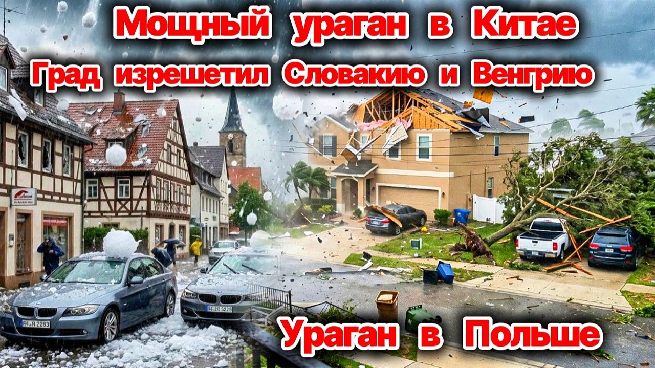 Ураган в Китае снёс всё на своём пути❗ Град изрешетил Словакию, Венгрию и Польшу❗ Потоп в Италии❗ смотреть онлайн