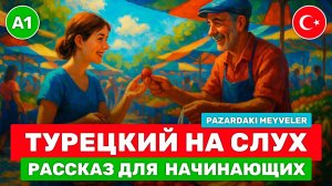 Начни ПОНИМАТЬ турецкий на слух 🎧 Простой рассказ на турецком языке 🥭 Pazardaki Meyveler (А1)