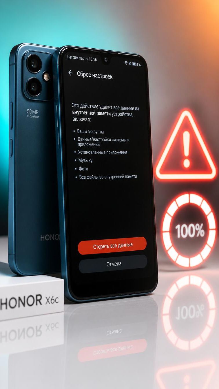 Сброс настроек на Honor X6c✅