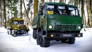 Камаз vs ЗиЛ-131 по Снегу. Радиоуправляемые Модели Грузовиков в масштабе 1/10