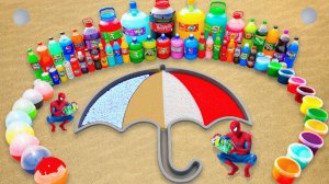 Мультики для детей. Делаем яркий зонт на песке и заливаем газировками. Мультики малышам