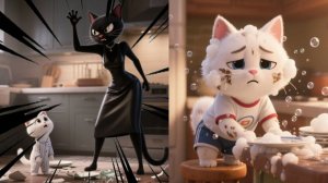 😿.💔Белый кот, избитый мачехой.🐾#catstory #cutecat #kitten #meow #cartooncat