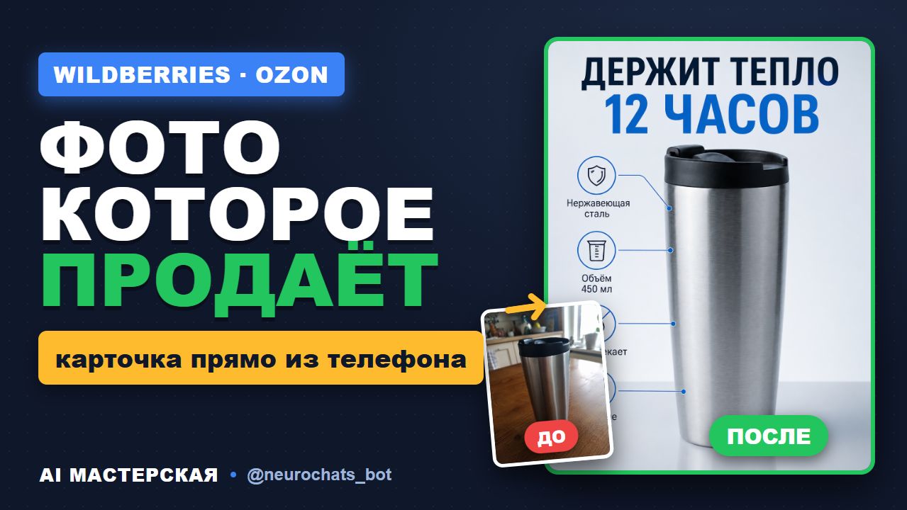 Карточка товара для маркетплейсов за 10 минут в нейросети: Фото, инфографика, описание для WB и Ozon
