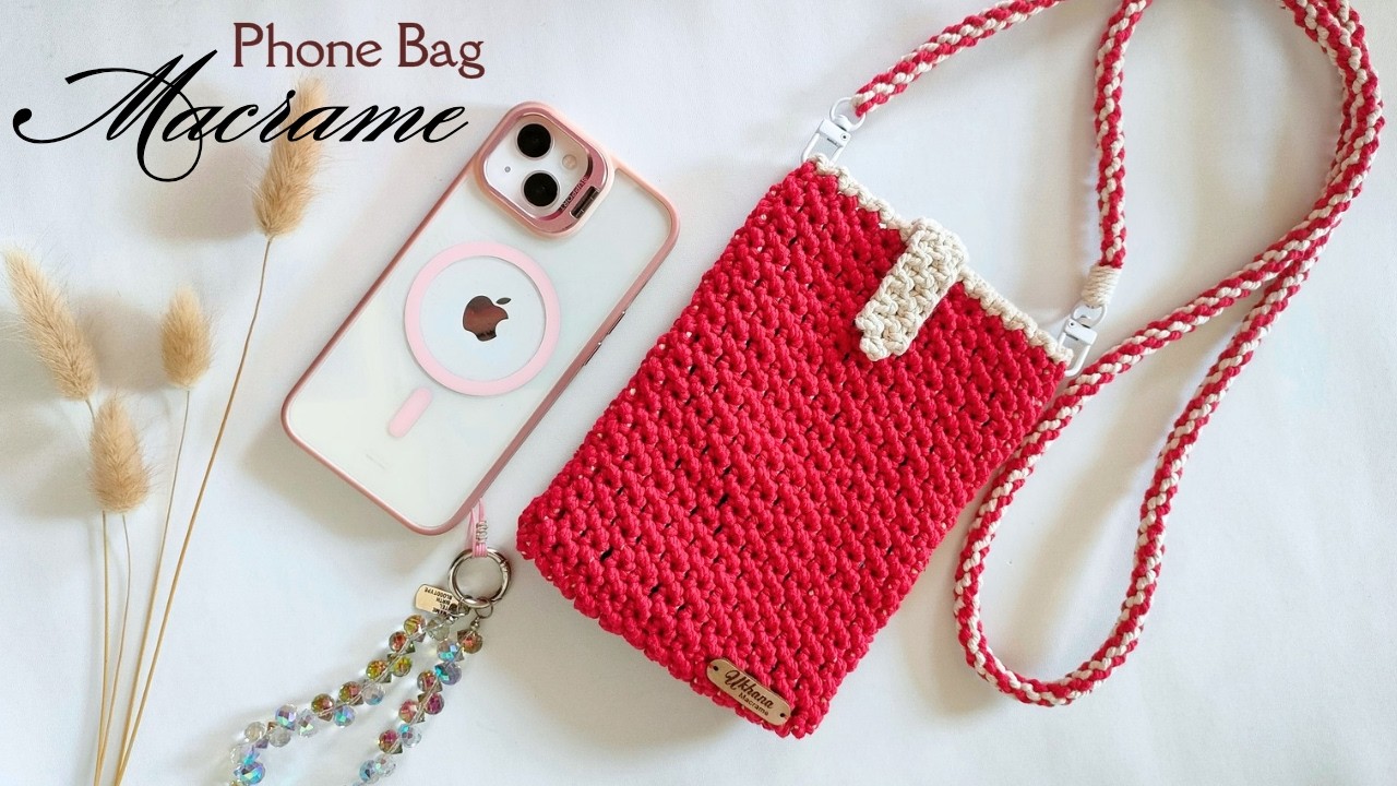 DIY | Macrame Phone Bag with Flower Pattern | Macrame Sling Bag for Smartphone | Macrame Mini Bag смотреть онлайн