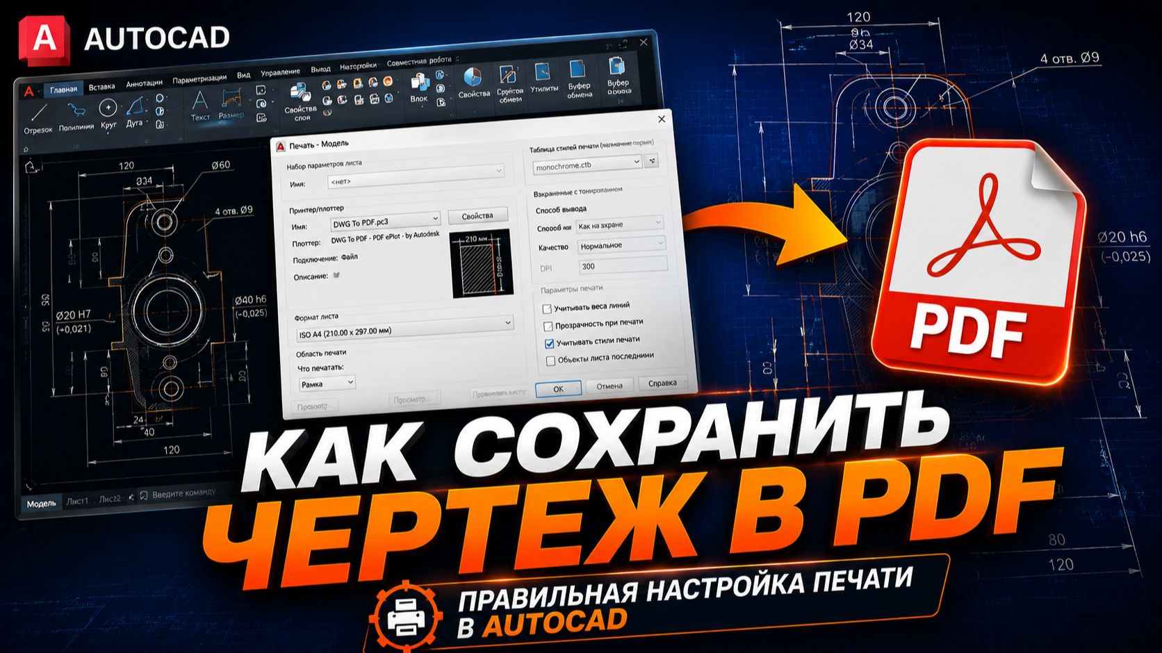 Как сохранить чертеж в PDF в AutoCAD