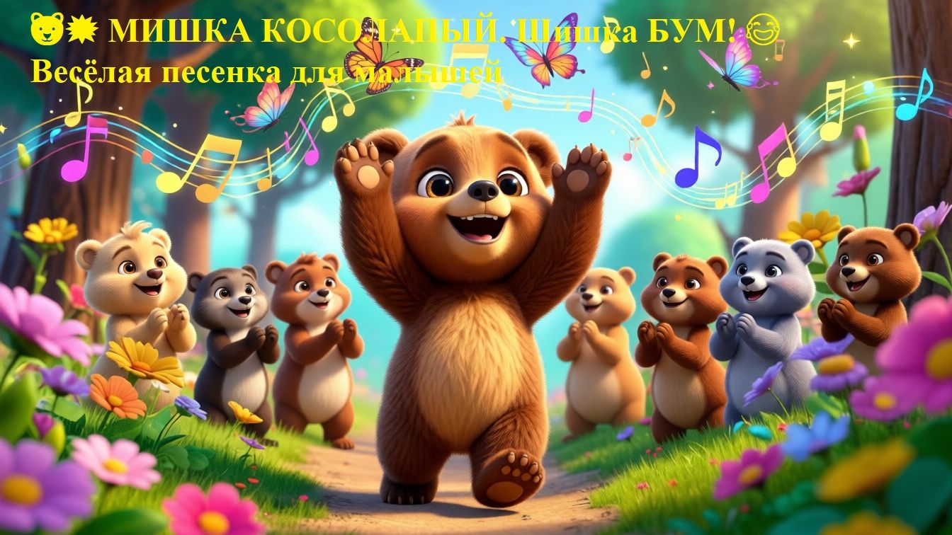 🐻💥 МИШКА КОСОЛАПЫЙ. Шишка БУМ! 😂 Весёлая песенка для малышей