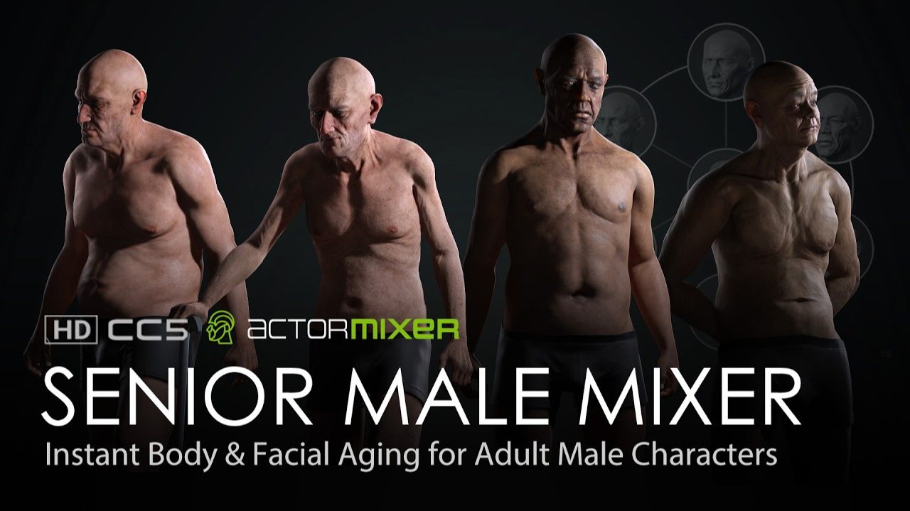 Character Creator 5: Превращаем любого 3D-мужчину в фотореалистичного старика с HD Senior Male Mixer смотреть онлайн
