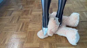 Heels crush teddy bear- ASMR crushing and trampling in heels - stuffed toy