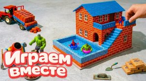 МУЛЬТИКИ ПРО СУПЕРГЕРОЕВ И ИГРУШКИ ДЛЯ ДЕТЕЙ! СТРОИМ ДОМ НА ФЕРМЕ С ХАЛКОМ №22