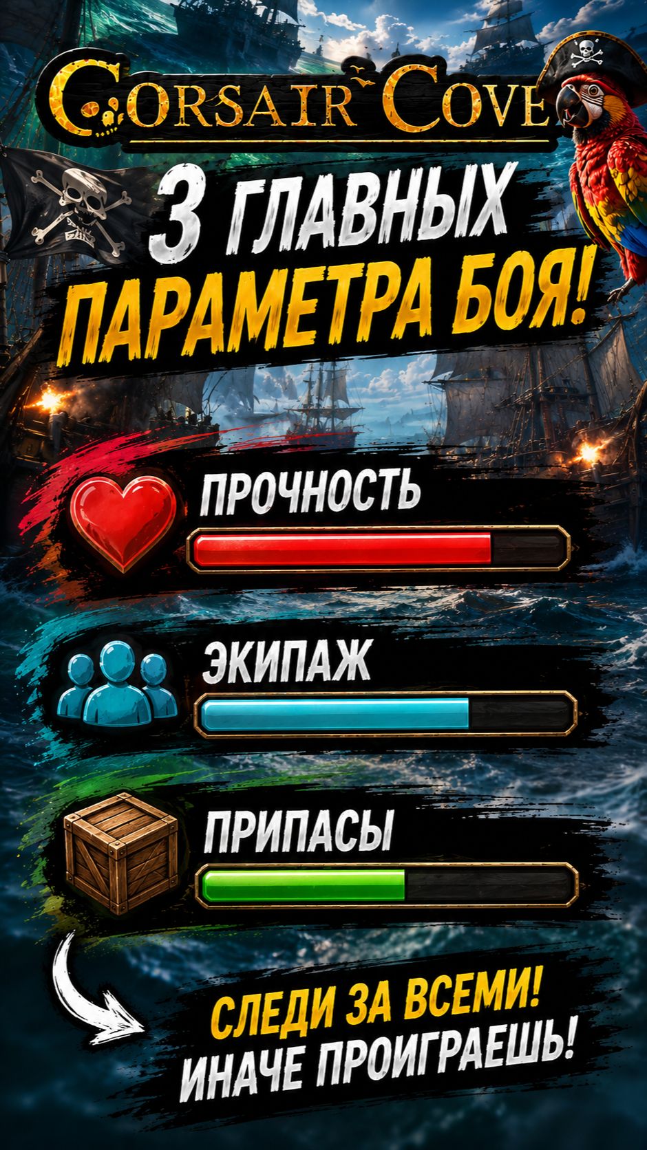 ⚓️2 Серия: Три главных параметра боя в Corsairs Cove ⚓️ #shorts