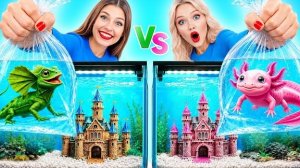 Строим Удивительный Домик | Аксолотль vs Ящерица Челлендж