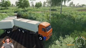 КАМАЗ ЗАСТРЯЛ НА ГРУНТОВОЙ ДОРОГЕ - ВЫТАСКИВАЕМ FARMING SIMULATOR 19