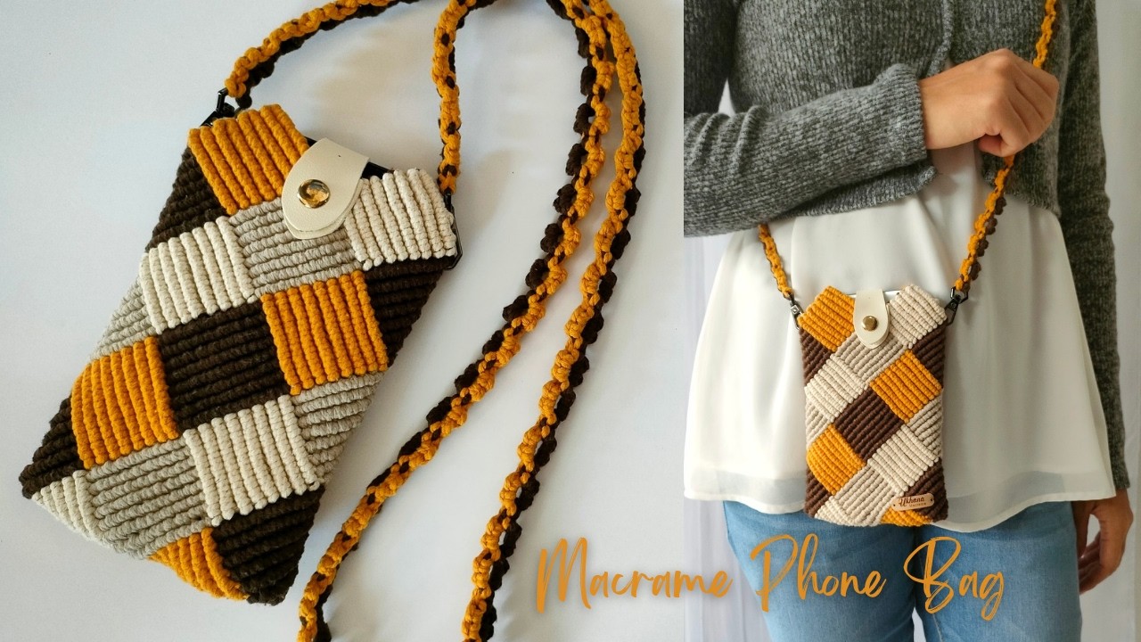 DIY Macrame Phone Bag | Macrame Sling Bag for Smartphone | Phone Pouch Tutorial смотреть онлайн