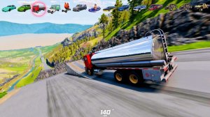 Безумная гонка под уклон: максимум скорости, максимум разрушений! | BeamNG.drive тест#3
