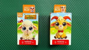 SWEET BOX ЗВЕРЯТА. ФЕРМА КТО НАМ ПОПАЛСЯ Корова, Зайка или Овечка Флоковые игрушки и мармелад!