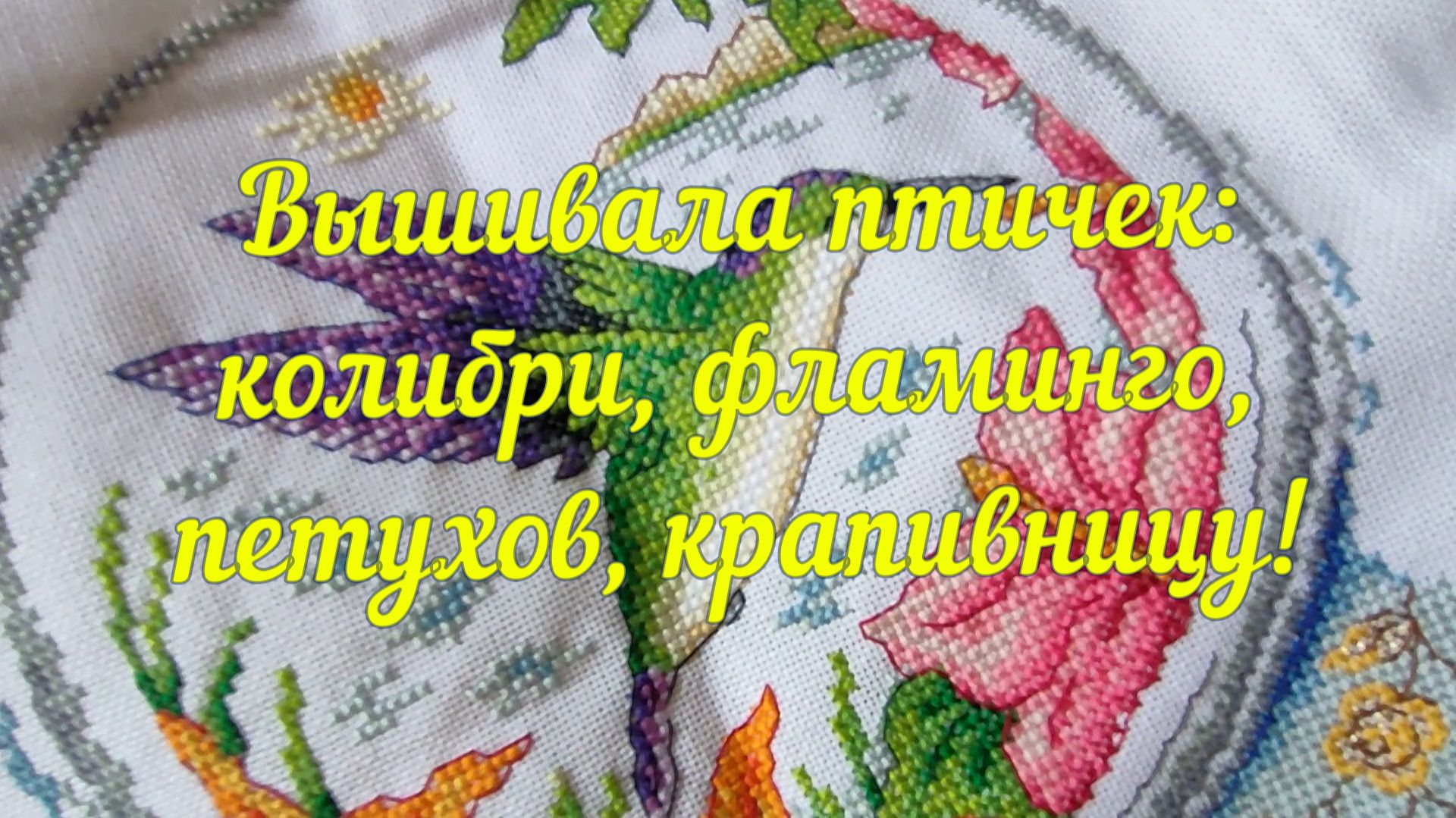 Вышивала птичек колибри, фламинго, петухов и крапивницу