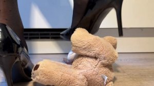 Trampling and crushing teddy bear in black heels - Custom request from a devoted fan