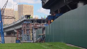 Восстановительные работы на восточном участке МСД, где от пожара просел пролёт эстакады (июль 2026)