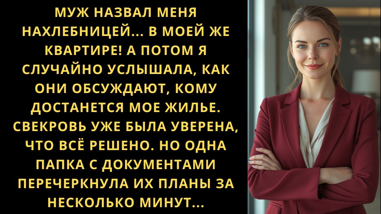Истории из жизни Муж назвал меня нахлебницей в моей квартире, но через час пожалел об этом