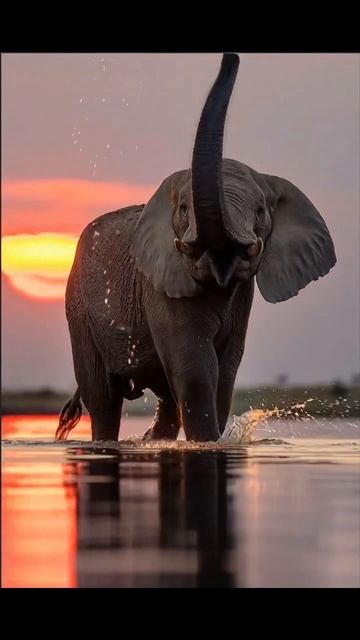 Золотой закат и большой купальщик 🐘