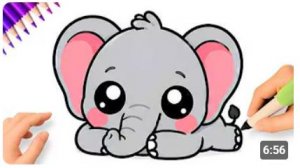 КАК НАРИСОВАТЬ МИЛОГО СЛОНА 🐘