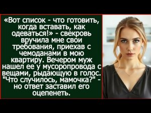 Свекровь вселилась в мою квартиру и вручила список требований как мне теперь жить