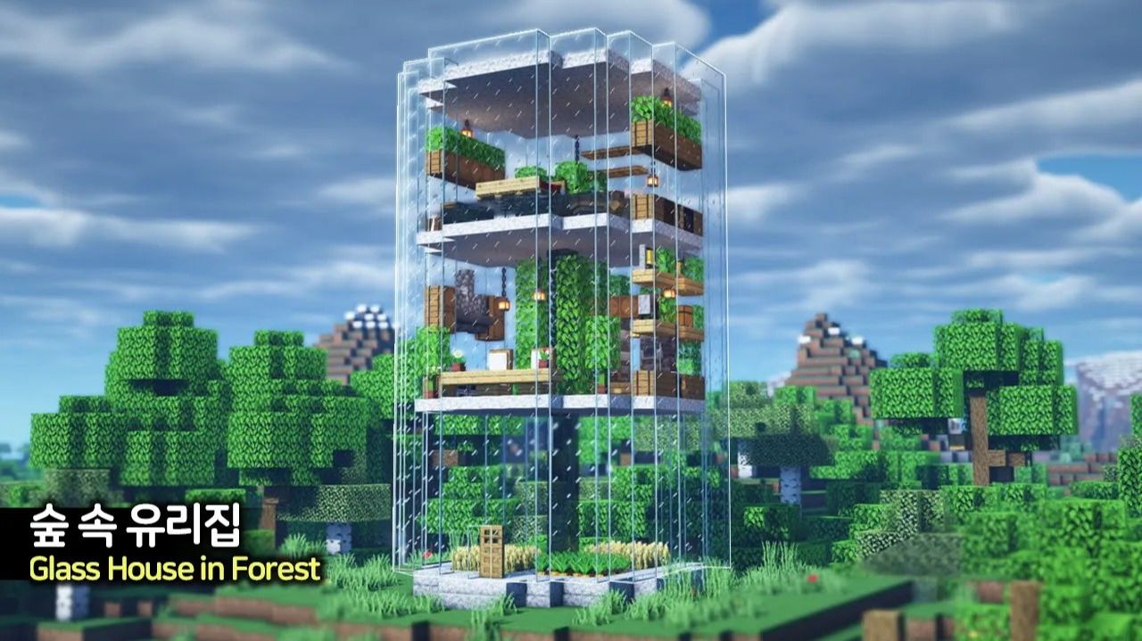 🌴 Стеклянная башня Дом в лесу  🏡. ⛏️Гайд по Постройке