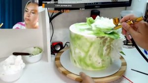 Торт свадебный с пионом из вафельной бумаги