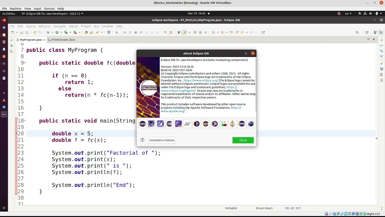 Java 1.9. Вычисление факториала рекурсией и циклом на Java. смотреть онлайн
