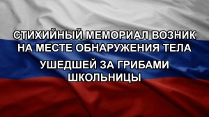 Стихийный мемориал возник на месте обнаружения тела ушедшей за грибами школьницы