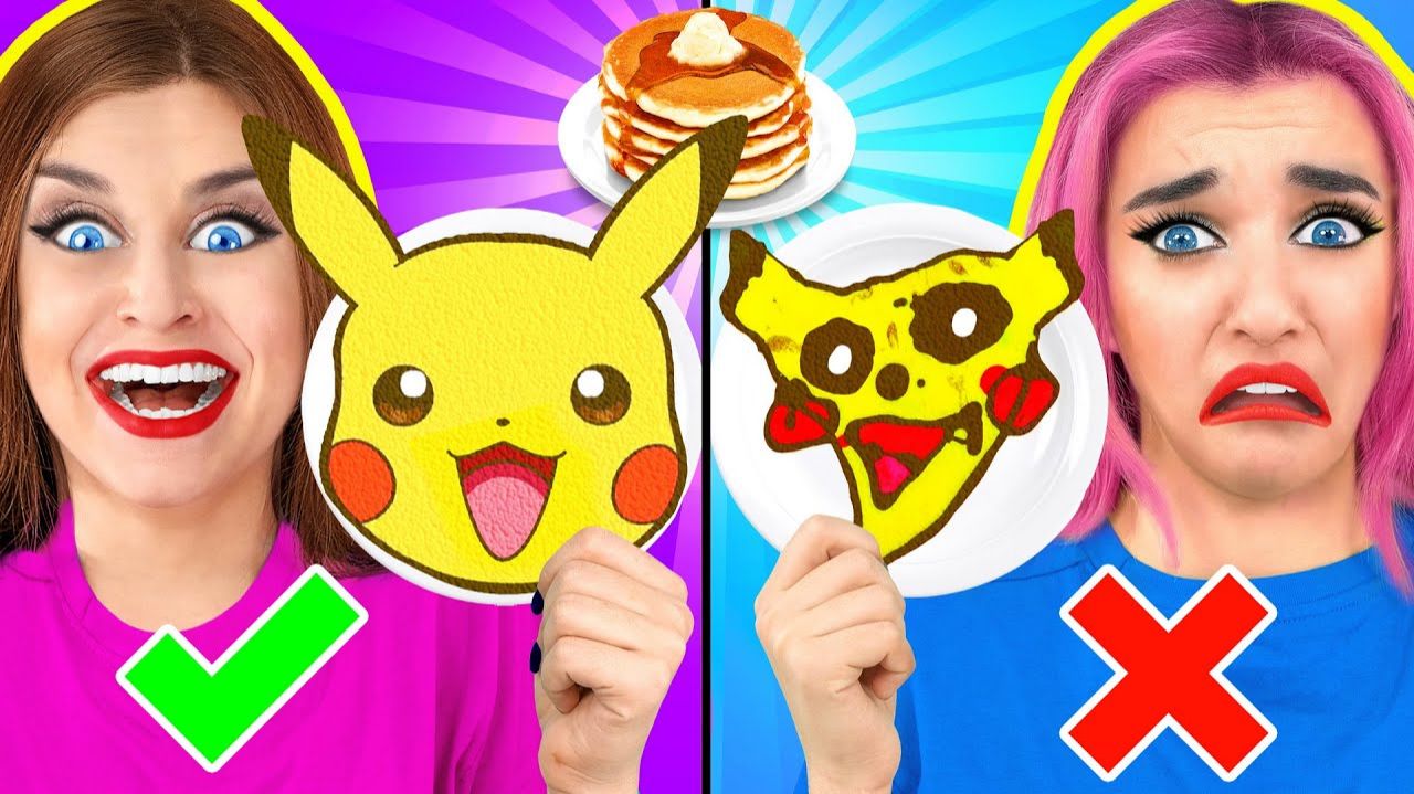ТВОРЧЕСКИЙ ЧЕЛЛЕНДЖ С БЛИНЧИКАМИ! Pancake Challenge смотреть онлайн