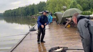 Поимка карпа и сразу же следом осетр