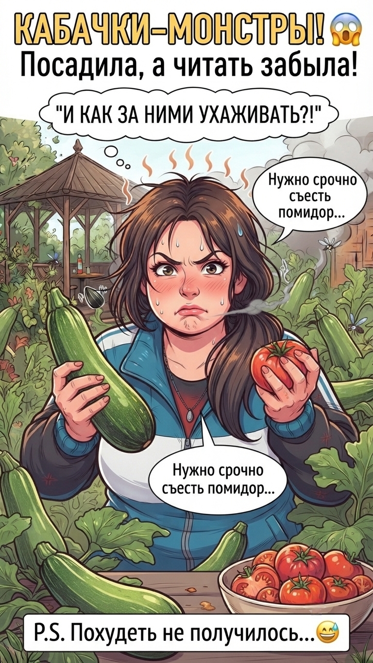 Кабачки посадила, а что делать — не знаю! 😂 И где обещанное похудение?!