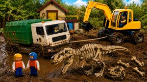 🚜 Экскаватор спасает мусоровоз! 🦖 Нашли настоящего динозавра | Мультик про машинки и спецтехнику