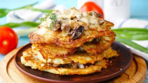 🥔 Картофельные ДРАНИКИ с грибами в духовке. Готовим завтрак, как в ресторане!