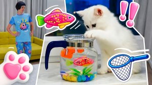 Ночные проказы Кефира! Маша Капуки греет молоко и укладывает котёнка спать