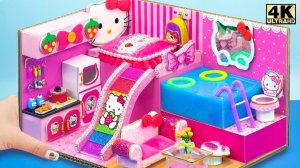 Сделайте милый домик Hello Kitty из картона с радужной горкой и мини-бассейном ❤️ Миниатюрный д