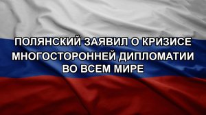 Полянский заявил о кризисе многосторонней дипломатии во всем мире