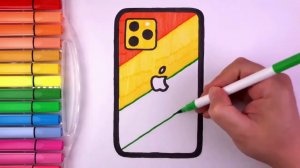 Рисунок айфон#детский рисунок#раскрас#телефон#iPhone drawing#children's drawing#coloring#phone