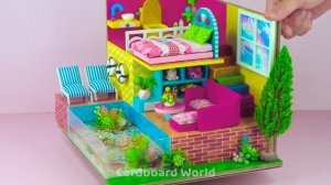 Миниатюрный картонный домик своими руками ❤️ мини вилла с бассейном DIY