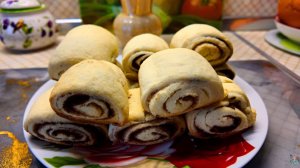 Рулетики с сахаром и корицей / Готовится печенье быстро / Тесто без яиц