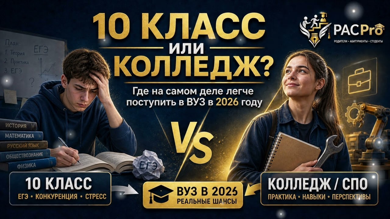 10 КЛАСС ИЛИ КОЛЛЕДЖ? Где на самом деле легче поступить в ВУЗ в 2026 году?
