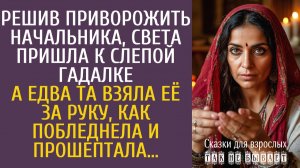 Истории из жизни Решив приворожить начальника, Света пришла к слепой гадалке… А взяв её за руку…