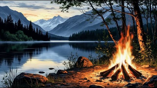 Звуки костра и плеск воды
