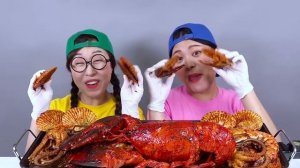 Пряный лобстер с морепродуктами Мукбанг ДОНА DONA