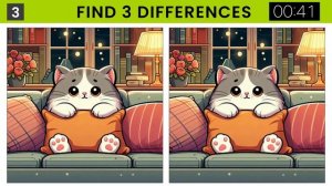 Spot the Difference: Brain Teaser! Test Your Mind! Cheerful and funny cats