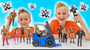 🍿 Влад и Ники 5 замков челлендж с игрушками WWE Вилочный погрузчик
