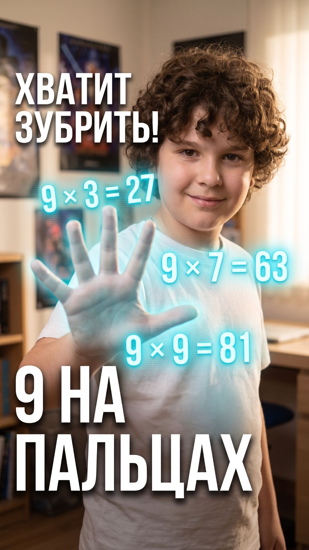 Умножение на 9 на пальцах — лайфхак для школьников без зубрёжки смотреть онлайн
